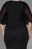 Robe De Soirée Grande Taille Longue Noir-Argent ABU2857