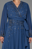 Robe De Soirée Grande Taille Mousseline Longue Indigo ABU3075