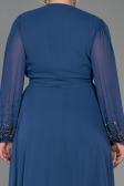 Robe De Soirée Grande Taille Mousseline Longue Indigo ABU3075