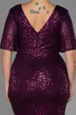 Robe De Soirée Grande Taille Squameuse Longue Prune ABU2796