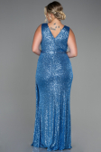 Robe de Soirée Grande Taille Longue Squameuse Indigo ABU3194