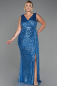 Robe de Soirée Grande Taille Longue Squameuse Indigo ABU3194