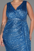 Robe de Soirée Grande Taille Longue Squameuse Indigo ABU3194