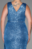 Robe de Soirée Grande Taille Longue Squameuse Indigo ABU3194