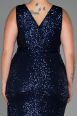 Robe de Soirée Grande Taille Longue Squameuse Bleu Marine ABU3194