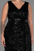 Robe de Soirée Grande Taille Longue Squameuse Noir ABU3194