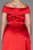 Robe De Soirée Grande Taille Satin Longue Rouge ABU2355
