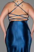 Robe De Soirée Grande Taille Satin Longue Vert Pétrole ABU3053