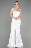 Robe De Soirée Satin Longue Blanc ABU2618