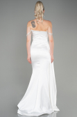 Robe De Soirée Satin Longue Blanc ABU2618