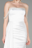 Robe De Soirée Satin Longue Blanc ABU2618
