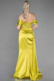 Robe De Soirée Satin Longue Pistache vert ABU2087