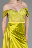 Robe De Soirée Satin Longue Pistache vert ABU2087