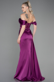 Robe De Soirée Satin Longue Prune ABU2087