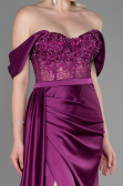 Robe De Soirée Satin Longue Prune ABU2087