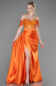 Robe De Soirée Satin Longue Orange ABU2087