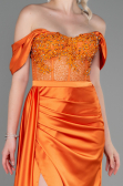 Robe De Soirée Satin Longue Orange ABU2087