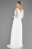 Robe de Soirée Longue Mousseline Blanc ABU3220