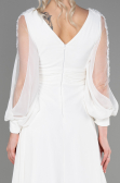 Robe de Soirée Longue Mousseline Blanc ABU3220