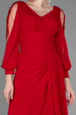 Robe de Soirée Longue Mousseline Rouge ABU3220