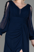 Robe de Soirée Longue Mousseline Bleu Marine ABU3220