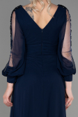Robe de Soirée Longue Mousseline Bleu Marine ABU3220