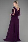 Robe de Soirée Longue Mousseline Violet ABU3220