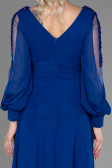 Robe de Soirée Longue Mousseline Bleu Saxe ABU3220
