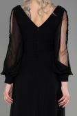 Robe de Soirée Longue Mousseline Noir ABU3220