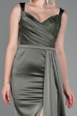 Robe de Soirée Longue Satin Kaki ABU3235
