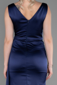 Robe de Soirée Longue Satin Bleu Marine ABU3235
