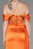 Robe De Soirée Satin Longue Orange ABU2087