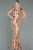 Robe de Soirée Longue Saumon ABU881