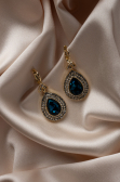 Boucle D'Oreille Vert-Pétrole doré UK527