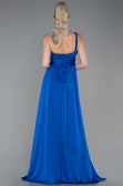 Robe de Soirée Longue Mousseline Bleu Saxe ABU3204