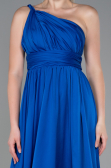 Robe de Soirée Longue Mousseline Bleu Saxe ABU3204