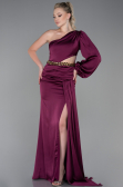 Robe De Soirée Satin Longue Prune ABU2625