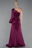 Robe De Soirée Satin Longue Prune ABU2625