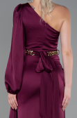 Robe De Soirée Satin Longue Prune ABU2625