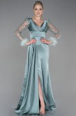 Robe De Soirée Satin Longue Menthe ABU3080