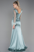 Robe De Soirée Satin Longue Menthe ABU3080