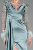 Robe De Soirée Satin Longue Menthe ABU3080