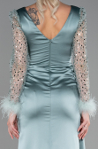Robe De Soirée Satin Longue Menthe ABU3080