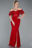 Robe Queue de Poisson Longue Dantelle Rouge ABU2581