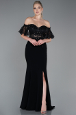 Robe Queue de Poisson Longue Dantelle Noir ABU2581