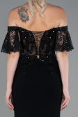 Robe Queue de Poisson Longue Dantelle Noir ABU2581