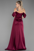Robe De Soirée Satin Longue Couleur Cerise ABU2661