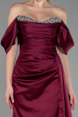 Robe De Soirée Satin Longue Couleur Cerise ABU2661