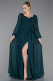 Robe de Soirée Longue Mousseline Émeraude ABU3243