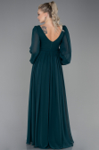 Robe de Soirée Longue Mousseline Émeraude ABU3243